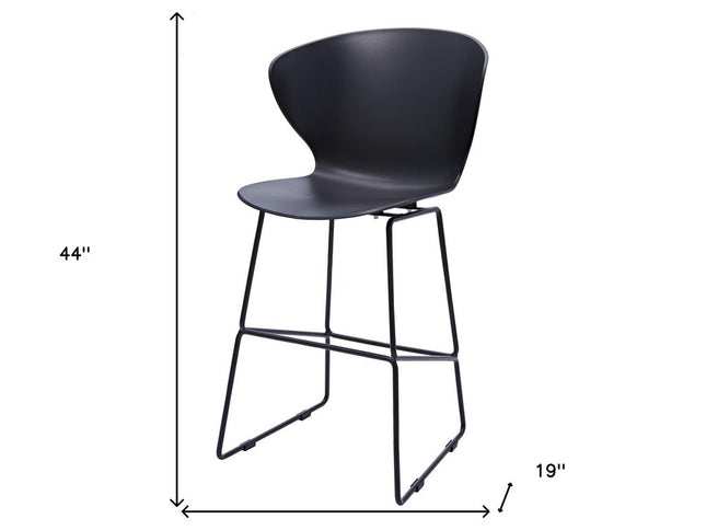 Set of Two 30" Black Heavy Duty Plastic and Metal Low Back Bar Height Bar Chairs