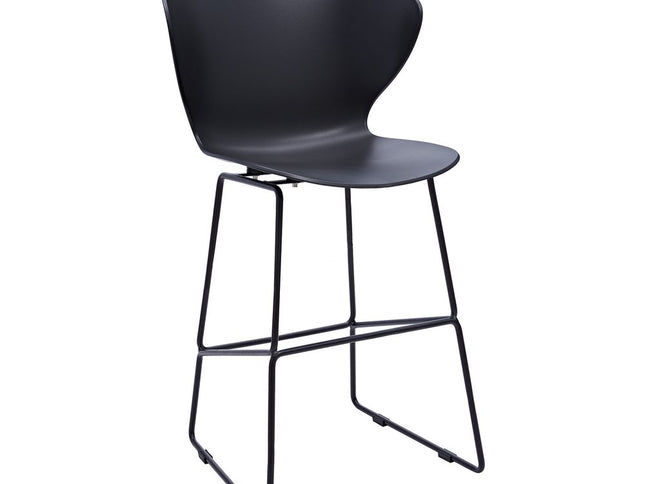 Set of Two 30" Black Heavy Duty Plastic and Metal Low Back Bar Height Bar Chairs