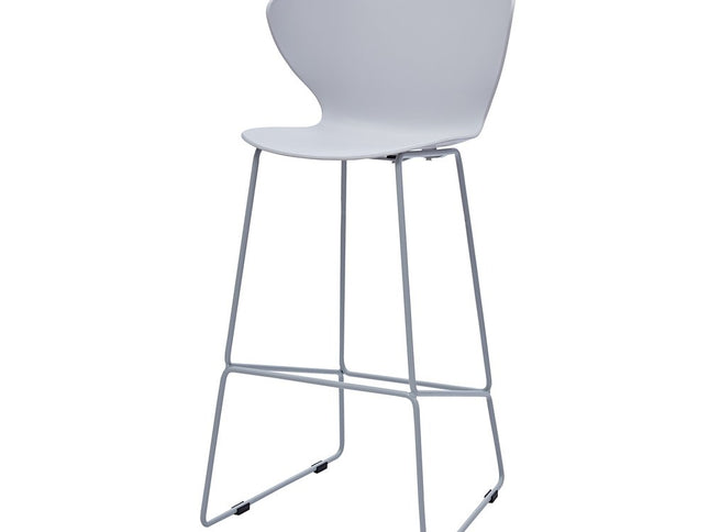 Set of Two 30" Gray Heavy Duty Plastic and Metal Low Back Bar Height Bar Chairs