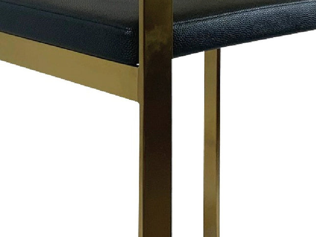 26" Black and Gold Faux Leather and Stainless Steel Low Back Counter Height Bar Chair