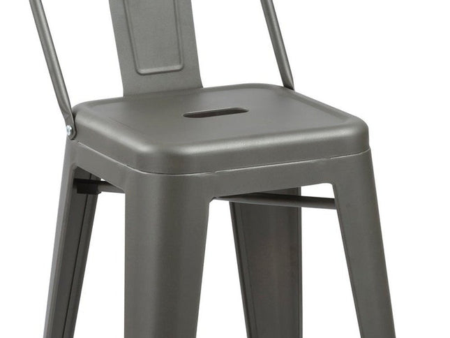 Set of Four 26" Dark Gray Steel and Metal Low Back Counter Height Bar Chairs