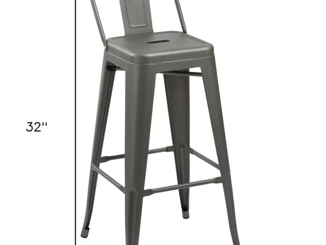 Set of Four 26" Dark Gray Steel and Metal Low Back Counter Height Bar Chairs