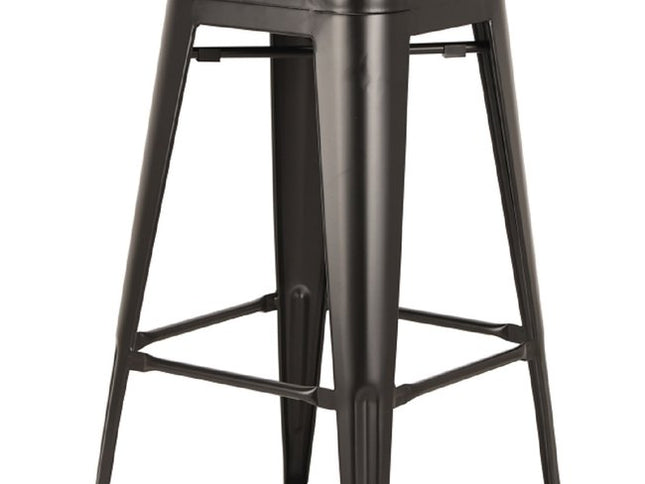 Set of Four 26" Black Steel and Metal Low Back Counter Height Bar Chairs