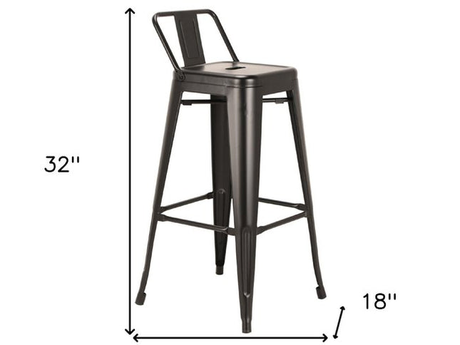 Set of Four 26" Black Steel and Metal Low Back Counter Height Bar Chairs