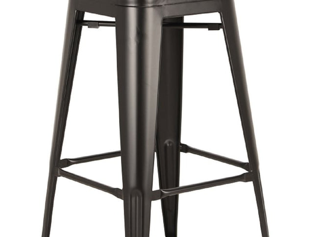 Set of Four 26" Black Steel and Metal Low Back Counter Height Bar Chairs