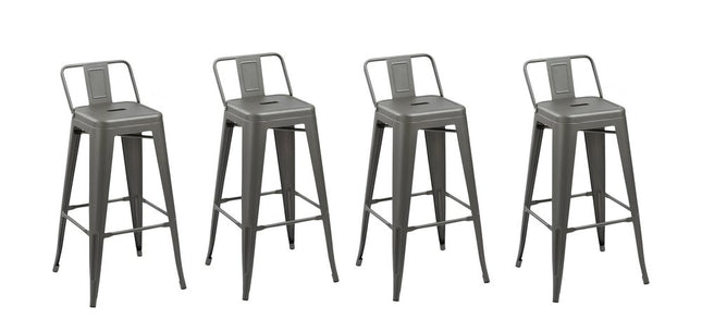 Set of Four 26" Gray Steel and Metal Low Back Counter Height Bar Chairs