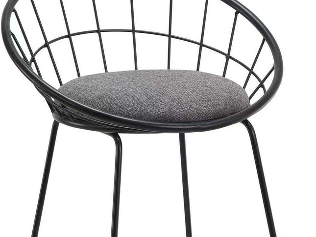 Set of Two 26" Gray and Black Fabric and Metal Low Back Counter Height Bar Chairs