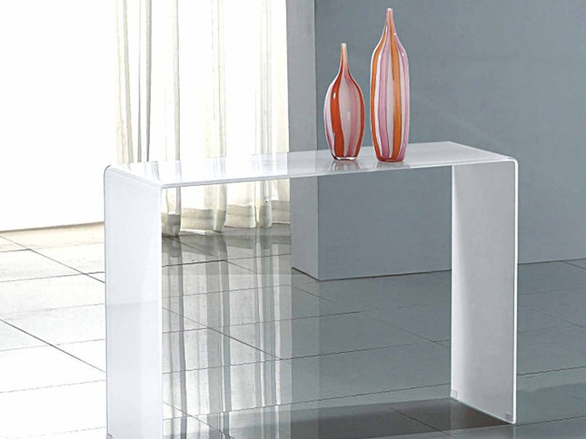 16" White Glass Block Console Table