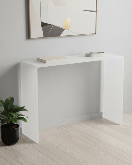 16" White Glass Block Console Table