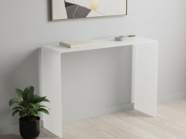 16" White Glass Block Console Table