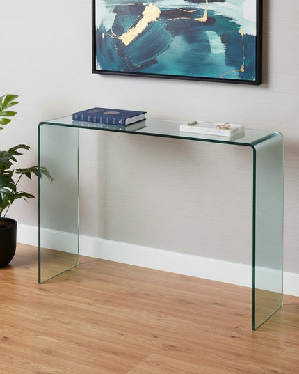 16" Clear Glass Block Console Table