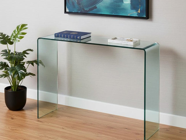 16" Clear Glass Block Console Table