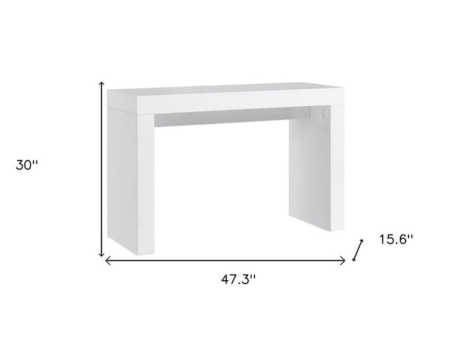 47" White Wood Block Console Table