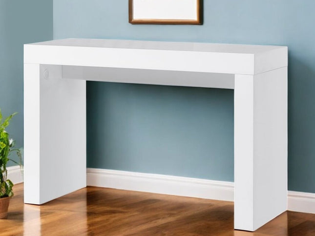 47" White Wood Block Console Table