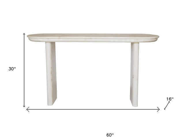 60" Natural Solid Wood Oval Console Table