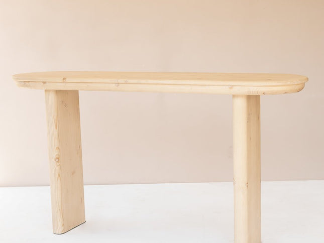 60" Natural Solid Wood Oval Console Table