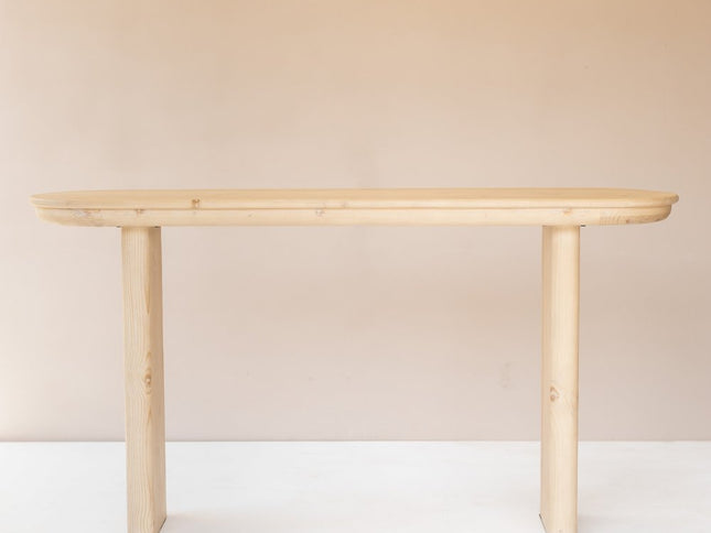 60" Natural Solid Wood Oval Console Table