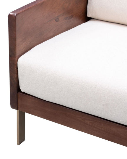 31" White Brown And Gold Top Grain Leather Arm Chair