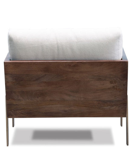 31" White Brown And Gold Top Grain Leather Arm Chair