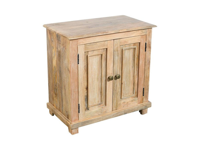 28" Distressed Natural Solid Wood Nightstand With Storage