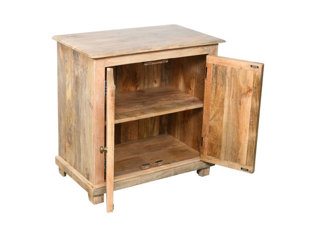 28" Distressed Natural Solid Wood Nightstand With Storage