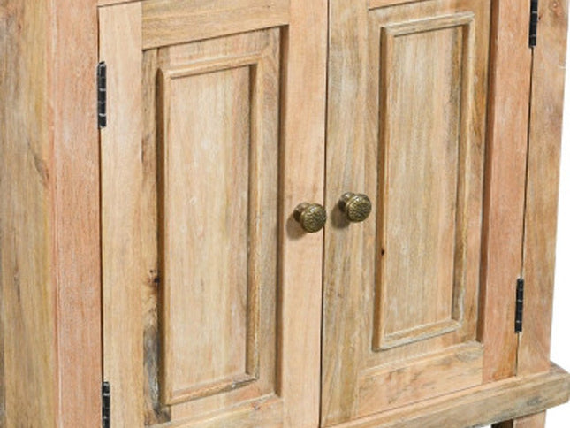 28" Distressed Natural Solid Wood Nightstand With Storage