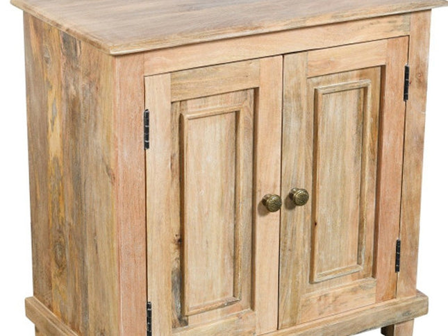 28" Distressed Natural Solid Wood Nightstand With Storage