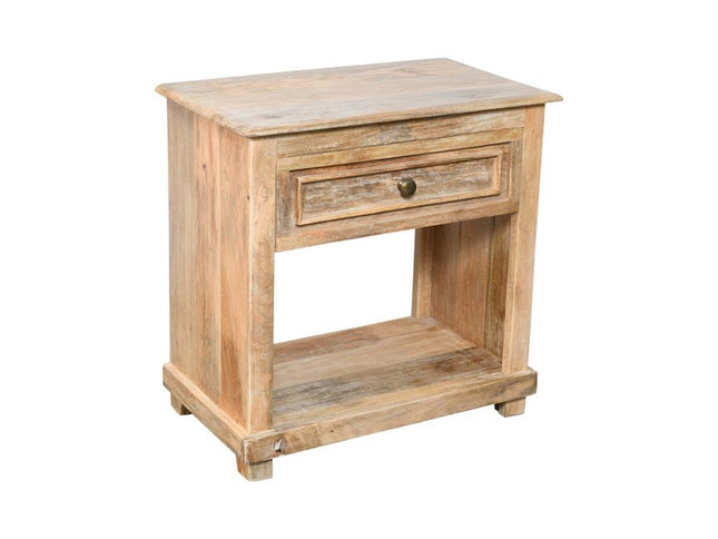 28" Distressed Natural One Drawer Solid Wood Nightstand