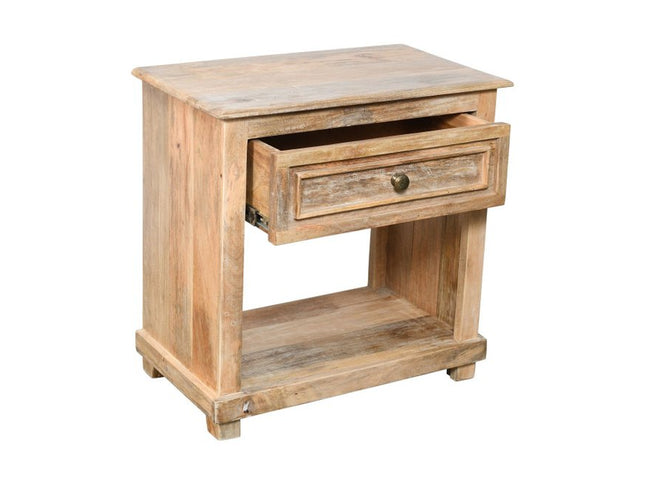 28" Distressed Natural One Drawer Solid Wood Nightstand