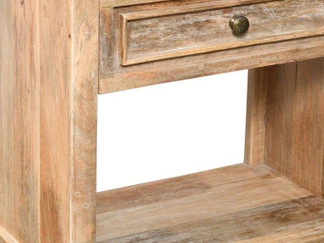 28" Distressed Natural One Drawer Solid Wood Nightstand