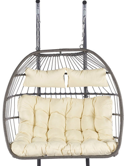 Beige Solid Color Double Swing Chair