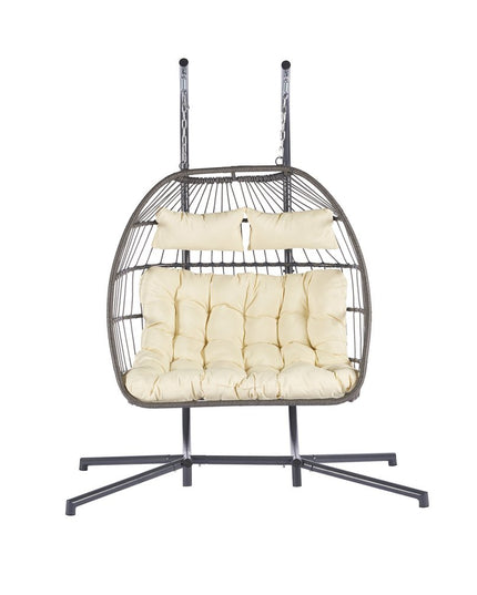 Beige Solid Color Double Swing Chair