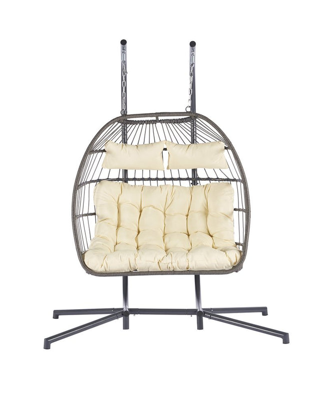 Beige Solid Color Double Swing Chair