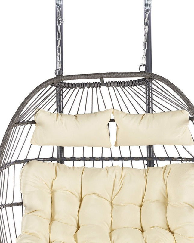 Beige Solid Color Double Swing Chair