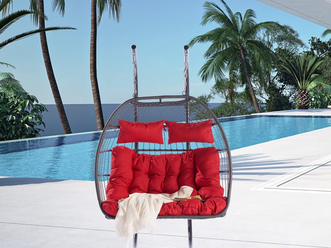 Red Solid Color Double Swing Chair