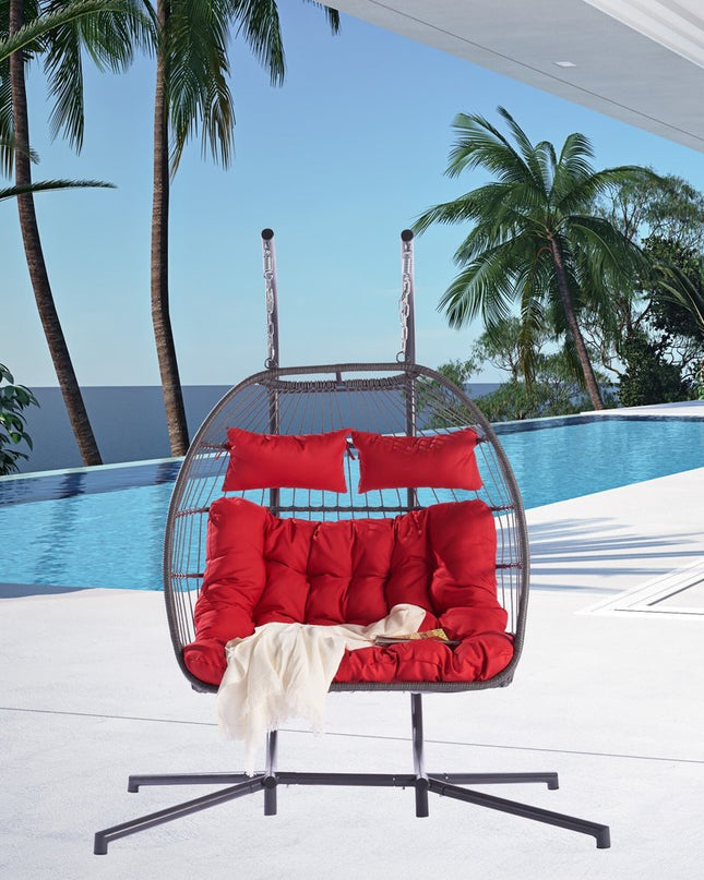 Red Solid Color Double Swing Chair