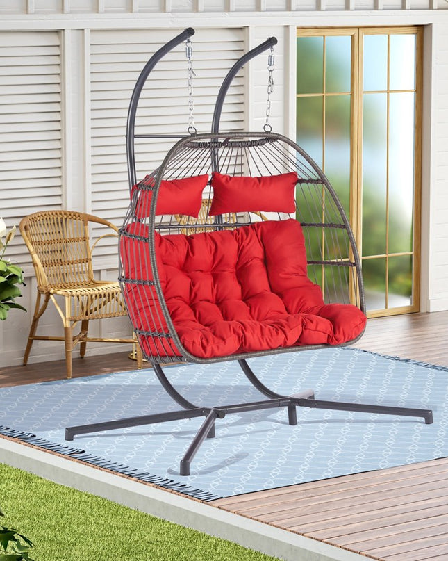 Red Solid Color Double Swing Chair