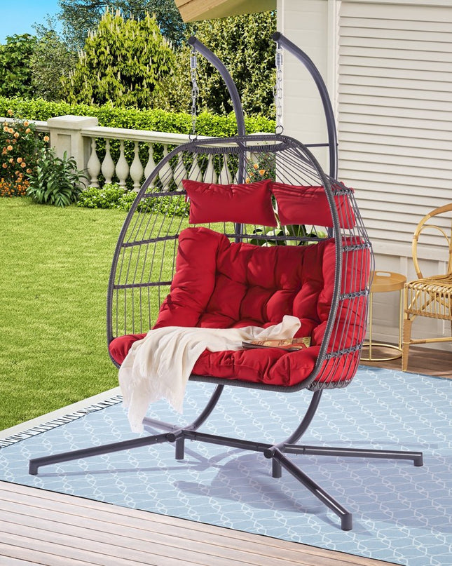 Red Solid Color Double Swing Chair