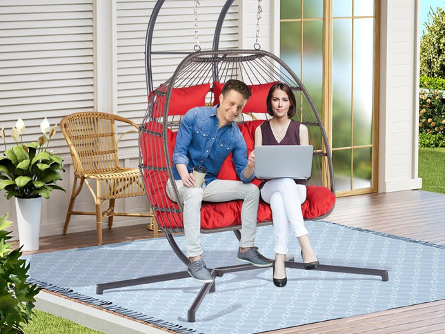 Red Solid Color Double Swing Chair
