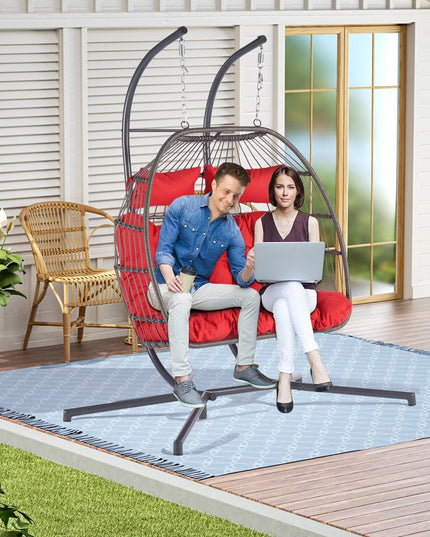 Red Solid Color Double Swing Chair