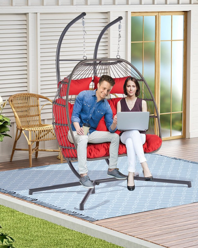 Red Solid Color Double Swing Chair