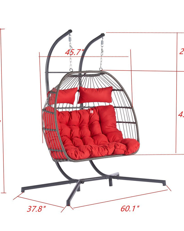 Red Solid Color Double Swing Chair