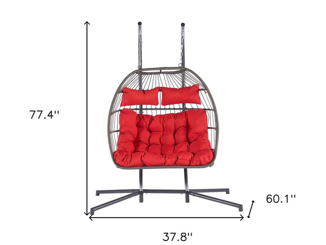Red Solid Color Double Swing Chair