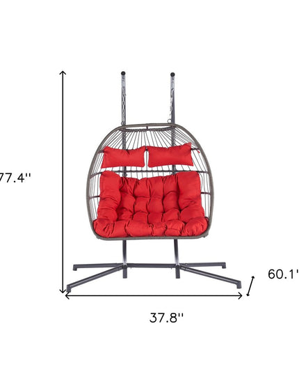 Red Solid Color Double Swing Chair
