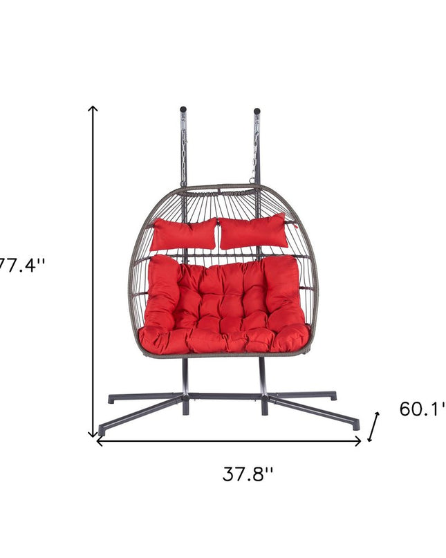 Red Solid Color Double Swing Chair