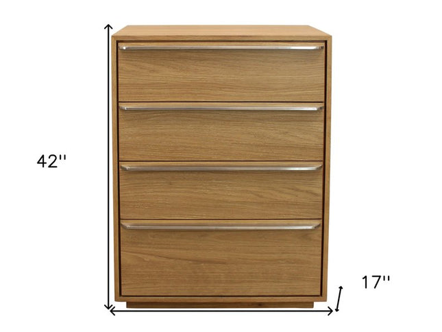 32" Natural Solid Wood Four Drawer Dresser