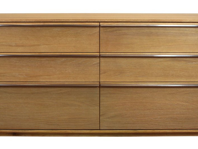 72" Brown Solid Wood Six Drawer Double Dresser