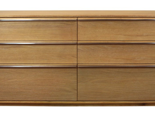 72" Brown Solid Wood Six Drawer Double Dresser