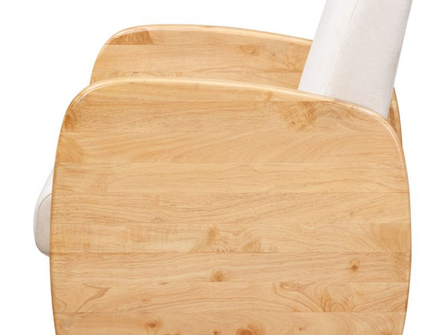 29" White And Natural Linen Arm Chair