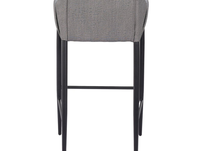 30" Slate Gray And Black Fabric And Steel Bar Height Bar Chair